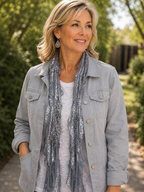 Gray Silver Leopard Flutter Scarf Lightweight Women Accessory